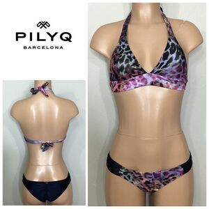 New. Pilyq multicolored cheetah print bikini. Small   Retail $149